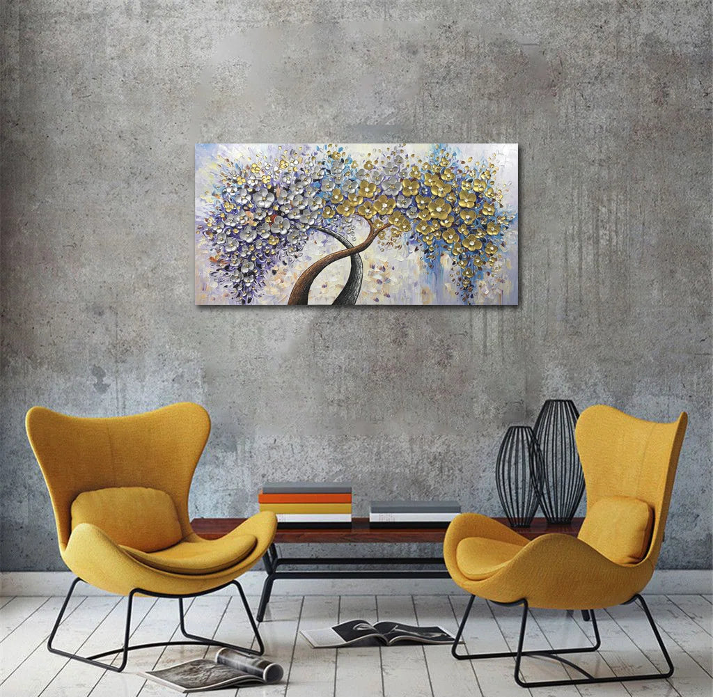 " Golden & Silver Lucky Tree " Painting Print