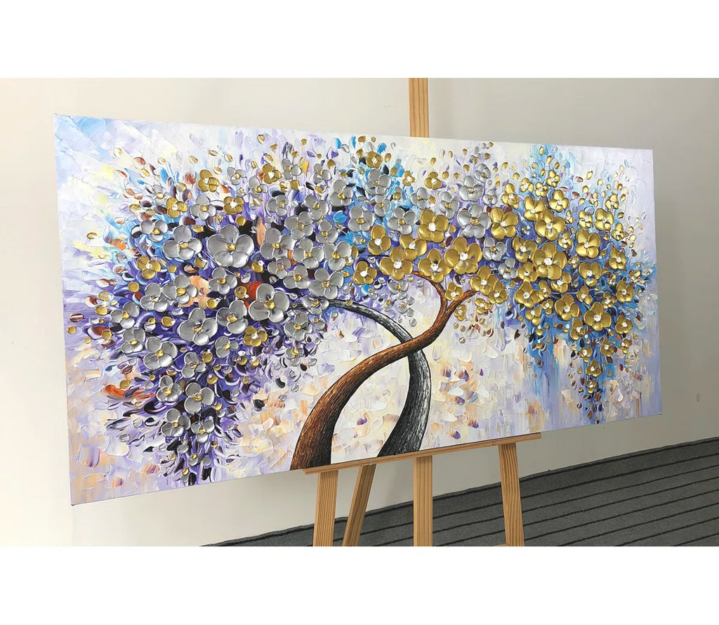 " Golden & Silver Lucky Tree " Painting Print