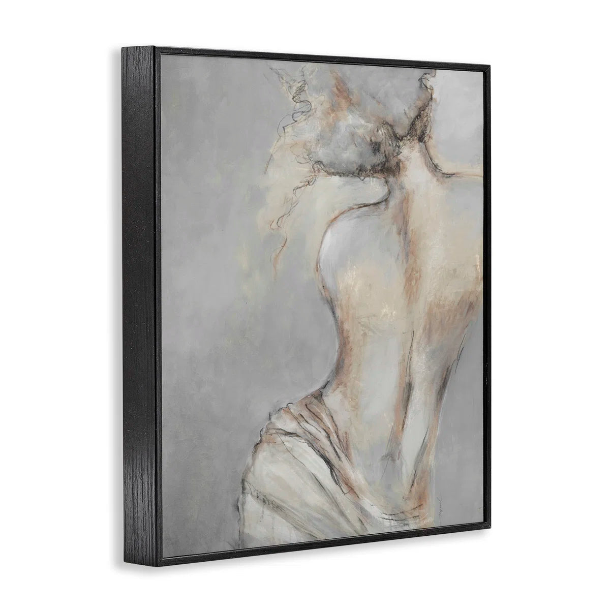 Traditional Nude Baroque Portrait Black Framed Giclee Art by Liz Jardine