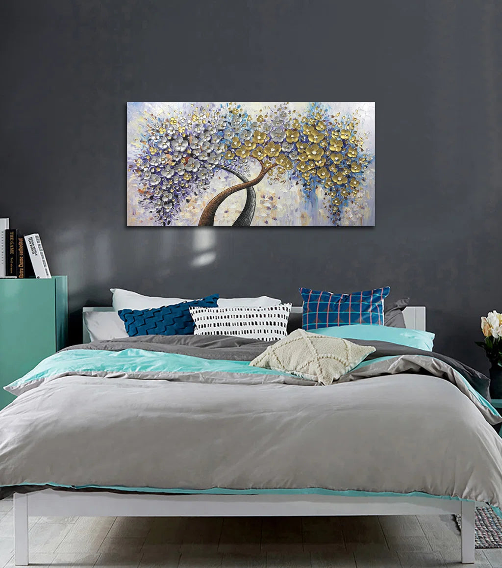 " Golden & Silver Lucky Tree " Painting Print
